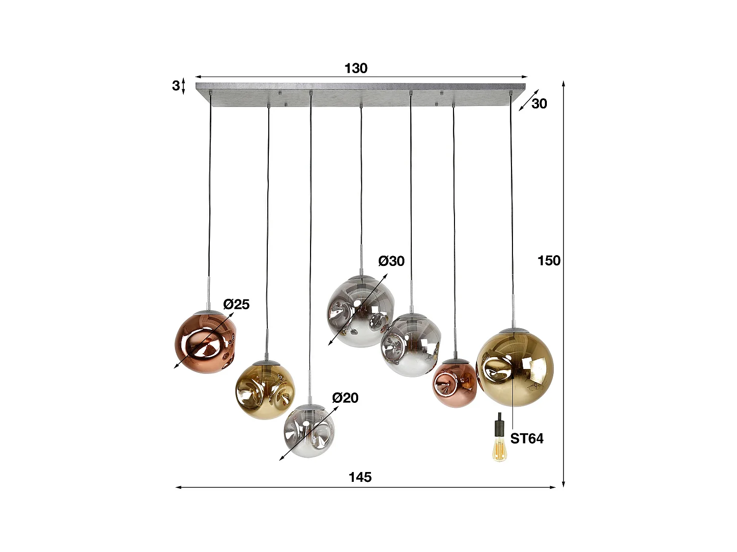 Hanglamp 4+3 stellar