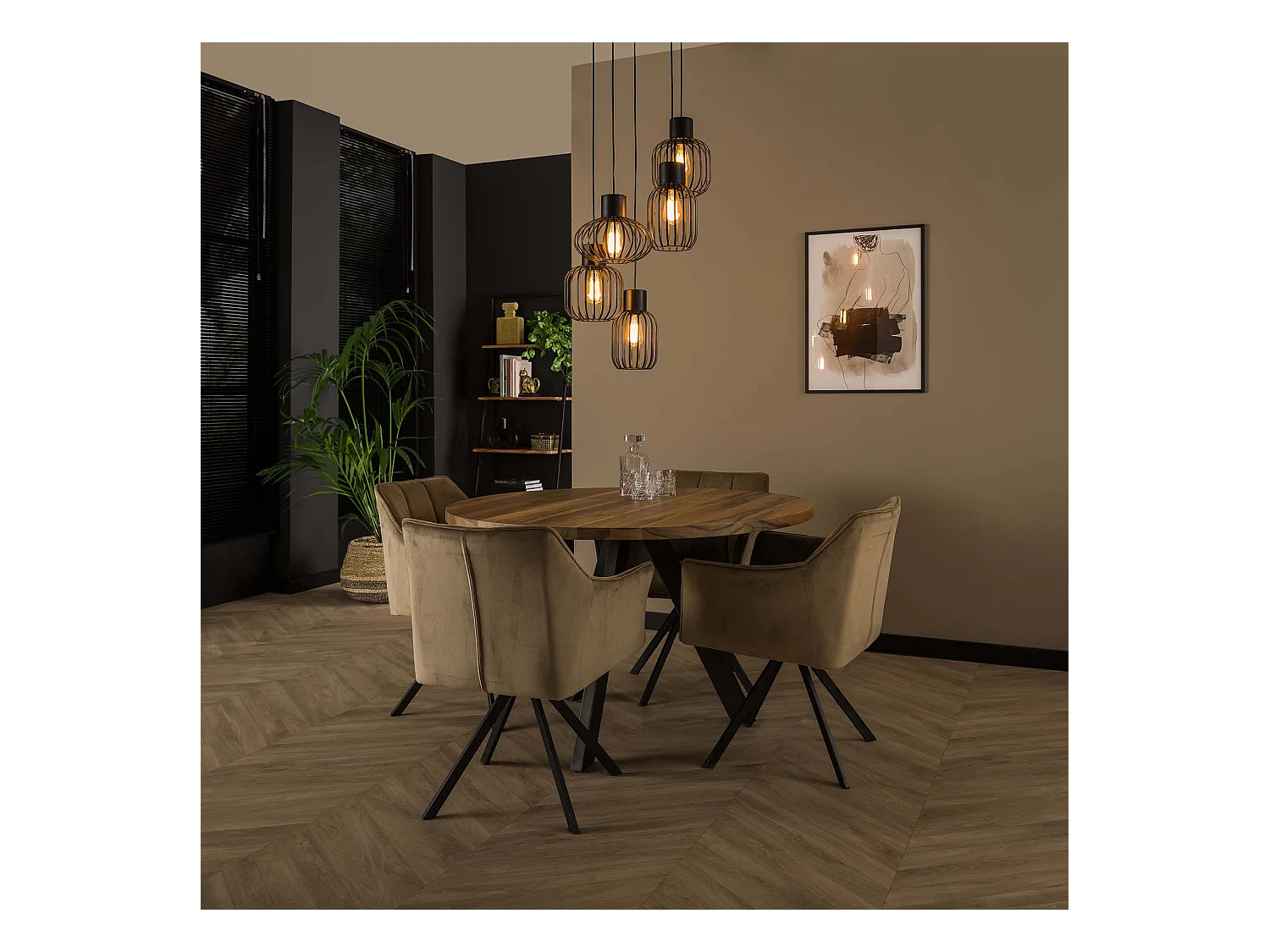 Lámpara colgante 5L Mix - Escalonada - Metal - Gris oscuro