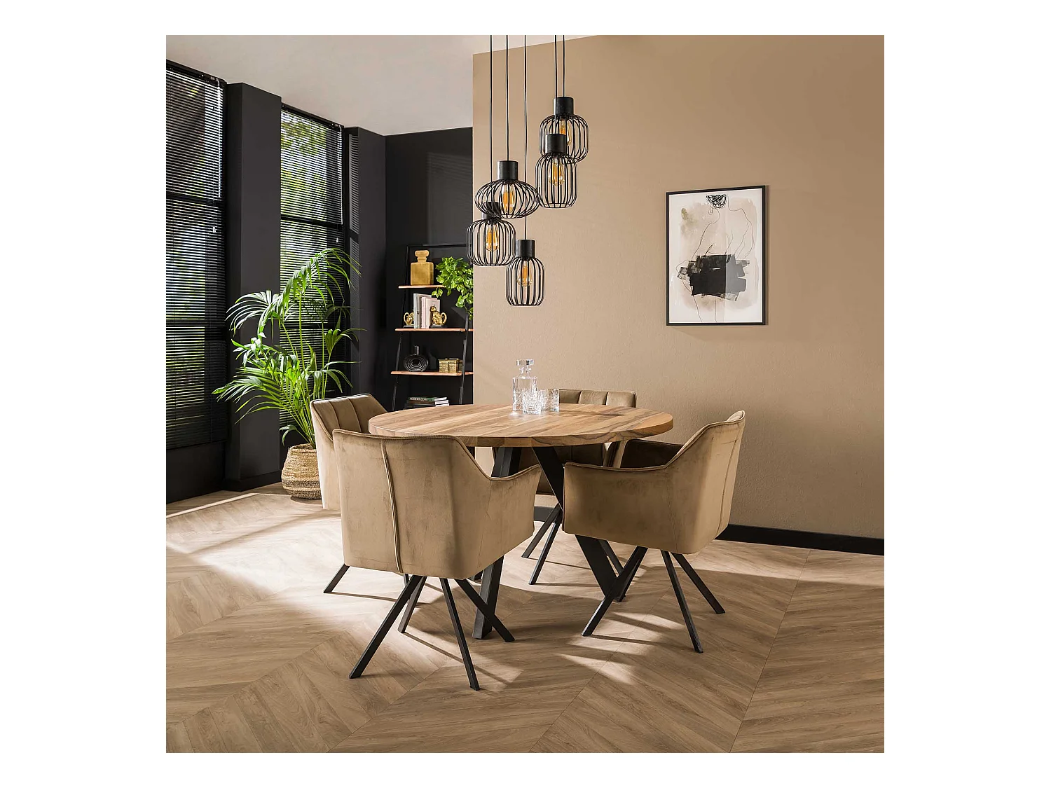 Lámpara colgante 5L Mix - Escalonada - Metal - Gris oscuro