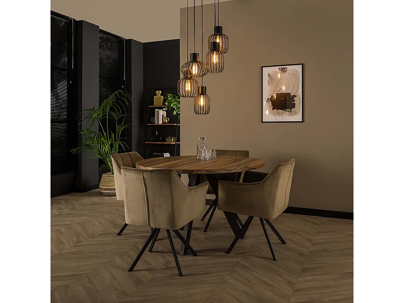 Lámpara colgante 5L Mix - Escalonada - Metal - Gris oscuro