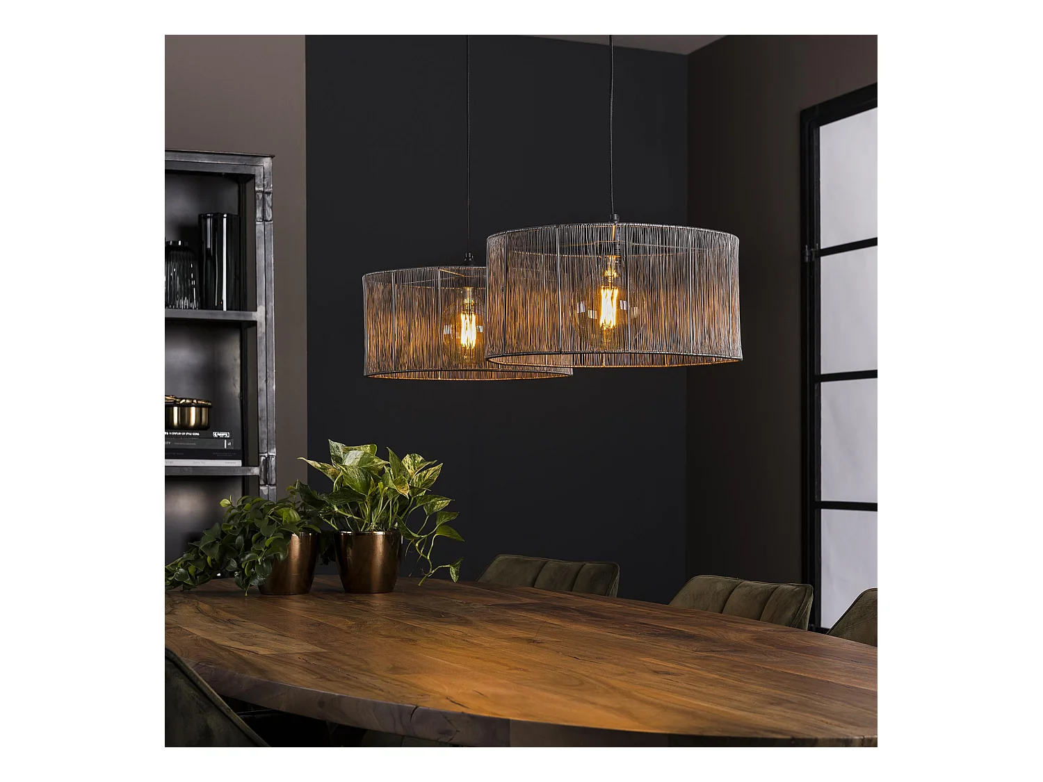 Suspension 2L Stringshade - Métal - Nickel noir - 120x45x150