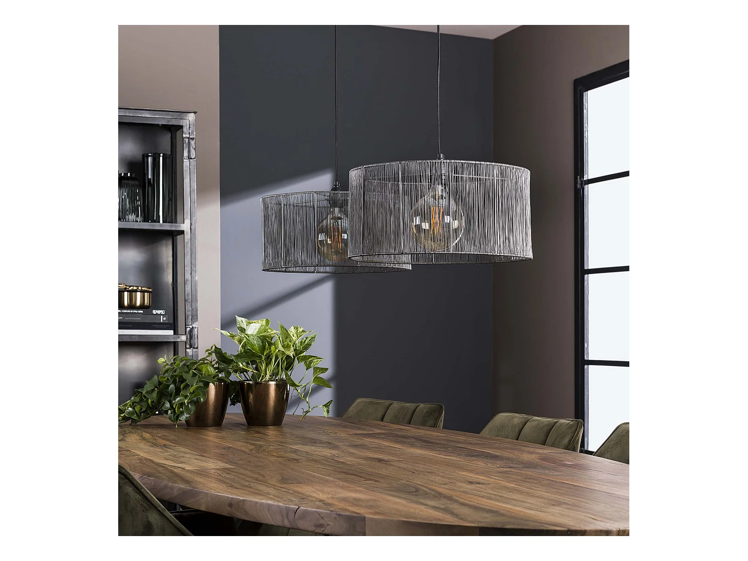 Suspension 2L Stringshade - Métal - Nickel noir - 120x45x150