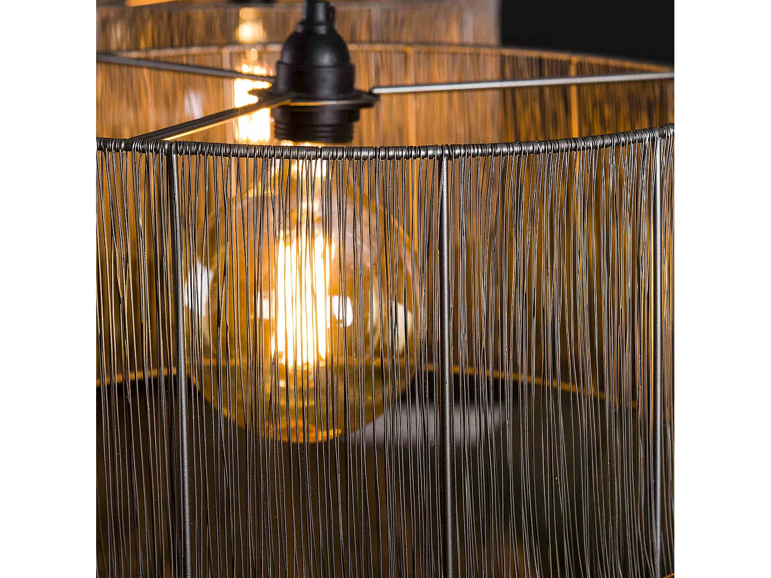 Hanglamp 2L Stringshade - Metaal - Zwart Nikkel - 120x45x150