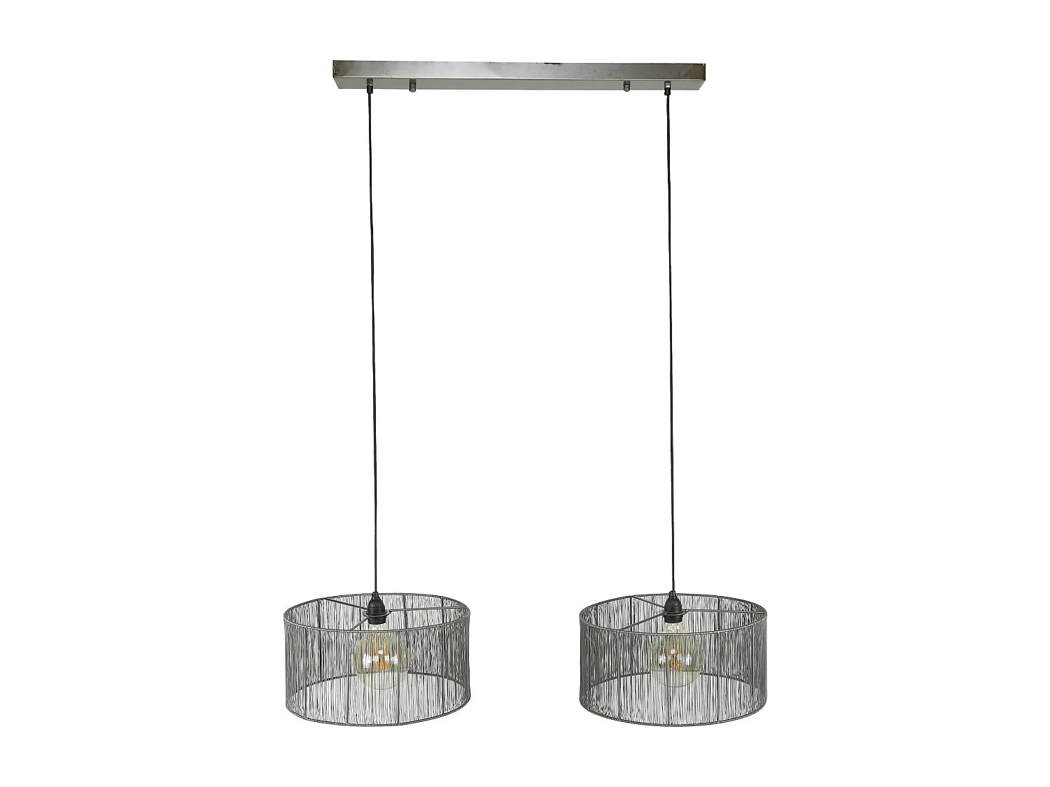 Hanglamp 2L Stringshade - Metaal - Zwart Nikkel - 120x45x150