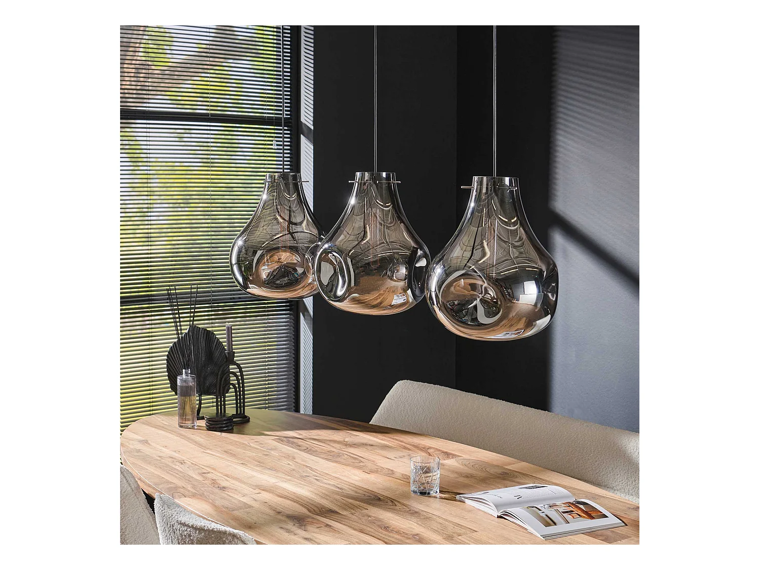 Pendelleuchte 3L Dent Glass - Arctic Black