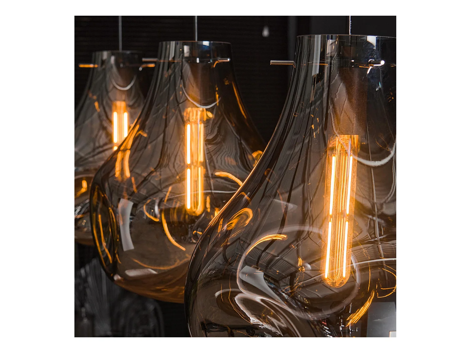 Pendelleuchte 3L Dent Glass - Arctic Black