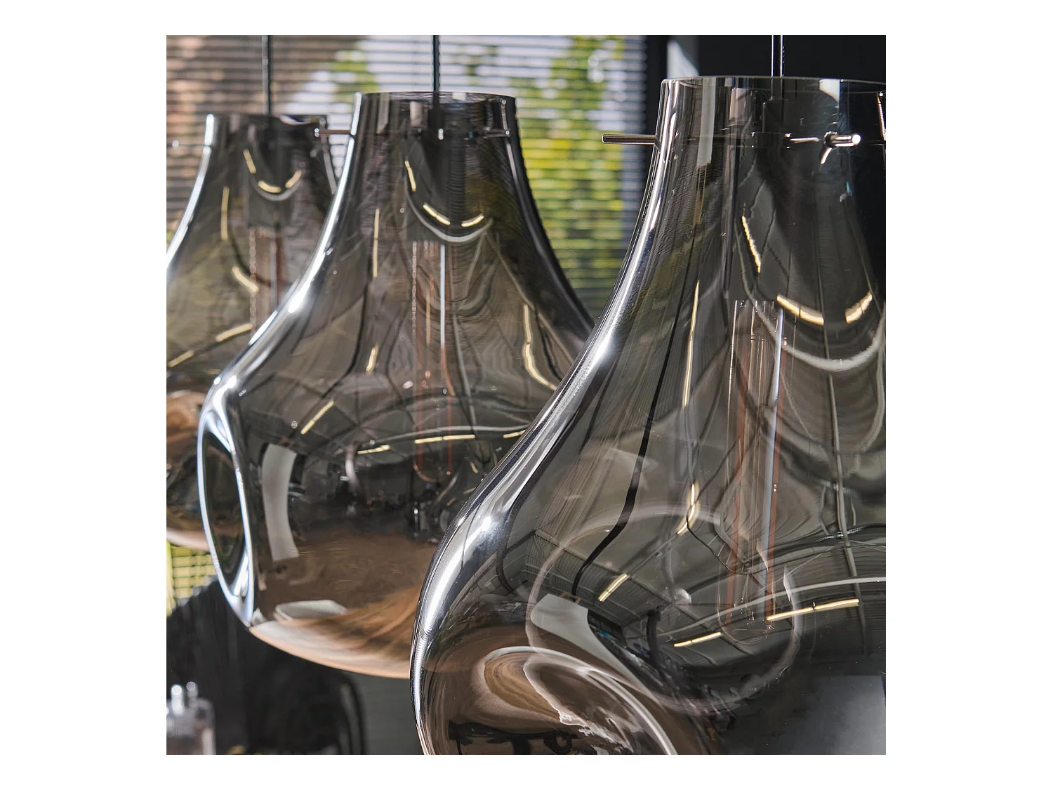 Pendelleuchte 3L Dent Glass - Arctic Black