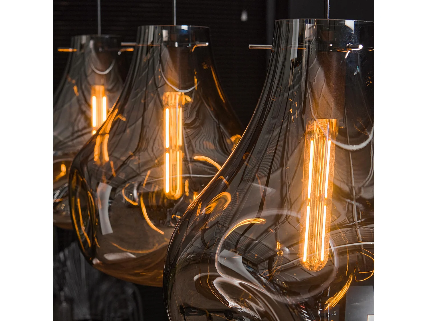 Hanglamp 3L Dent Glass - Artic Zwart