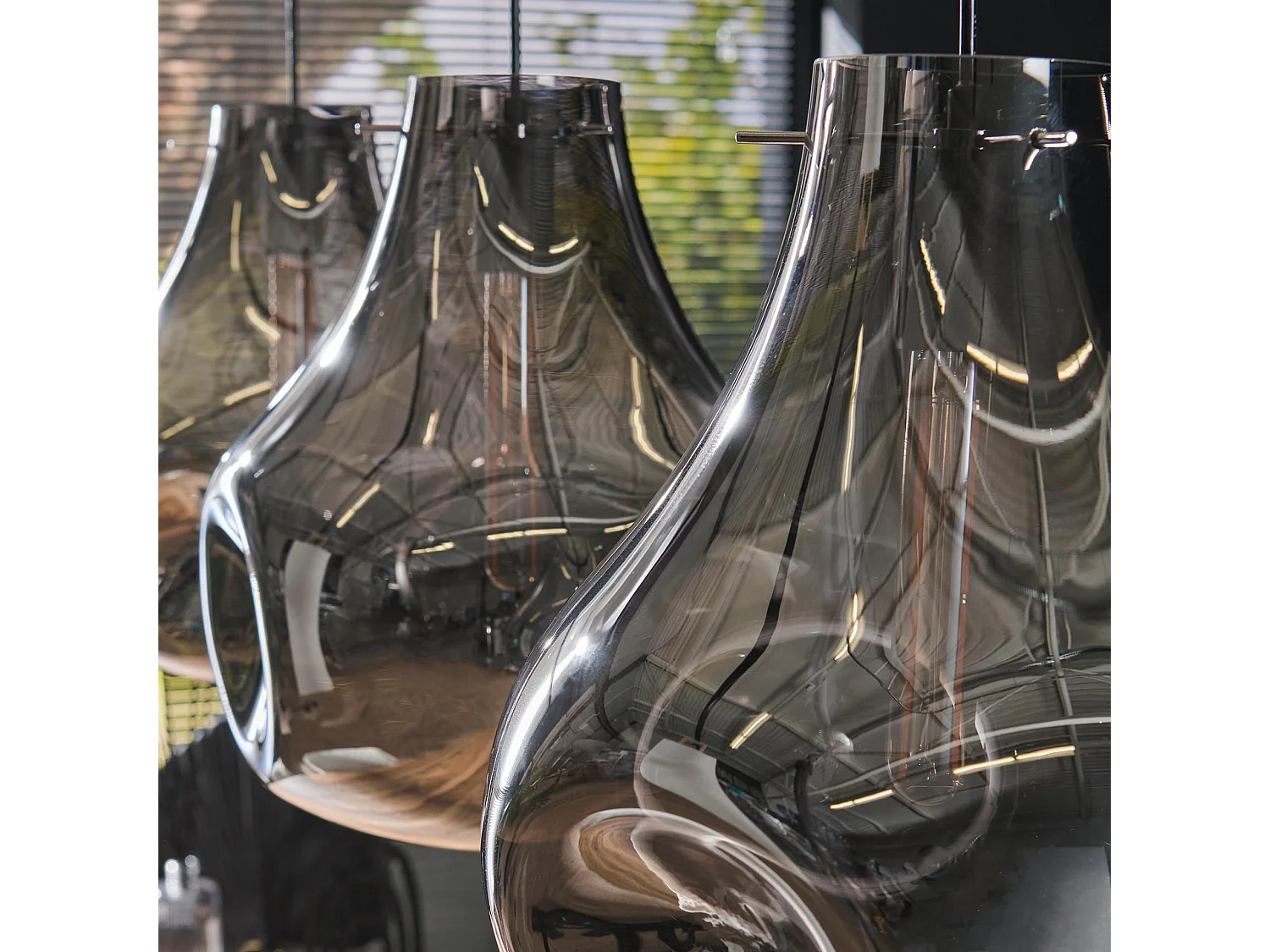 Hanglamp 3L Dent Glass - Artic Zwart