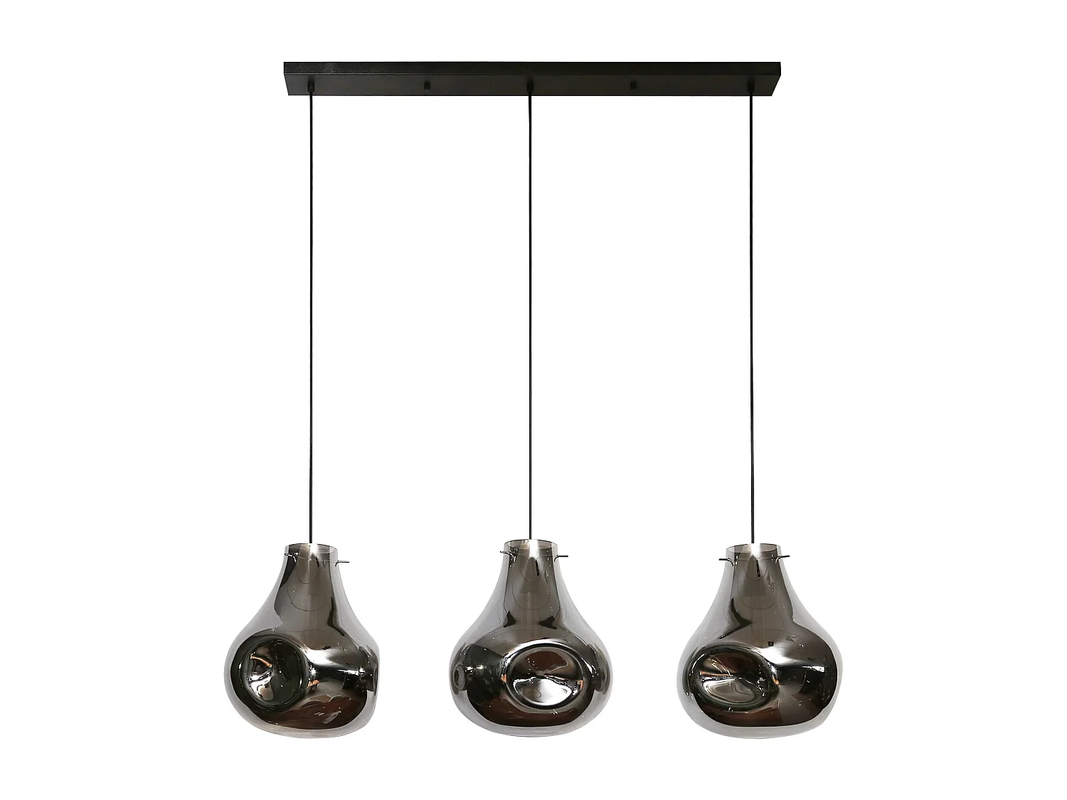 Hanglamp 3L Dent Glass - Artic Zwart