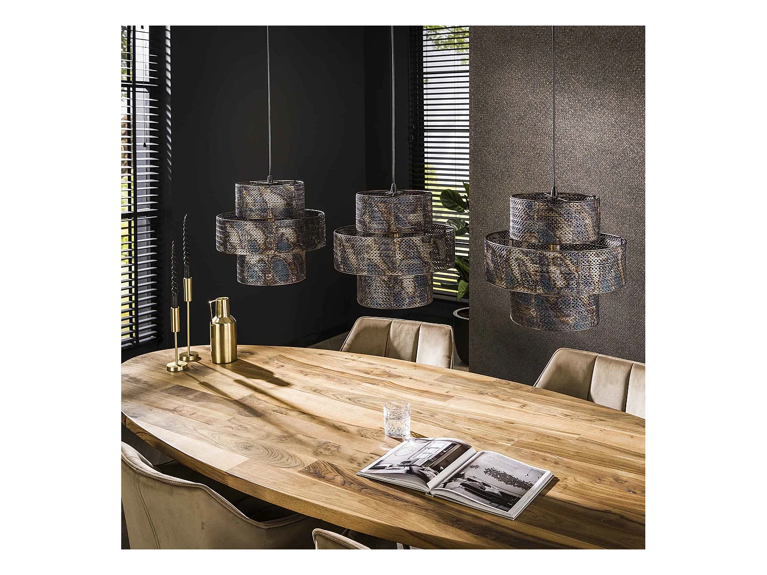 Suspension Lanterne 3L - Noir Marron