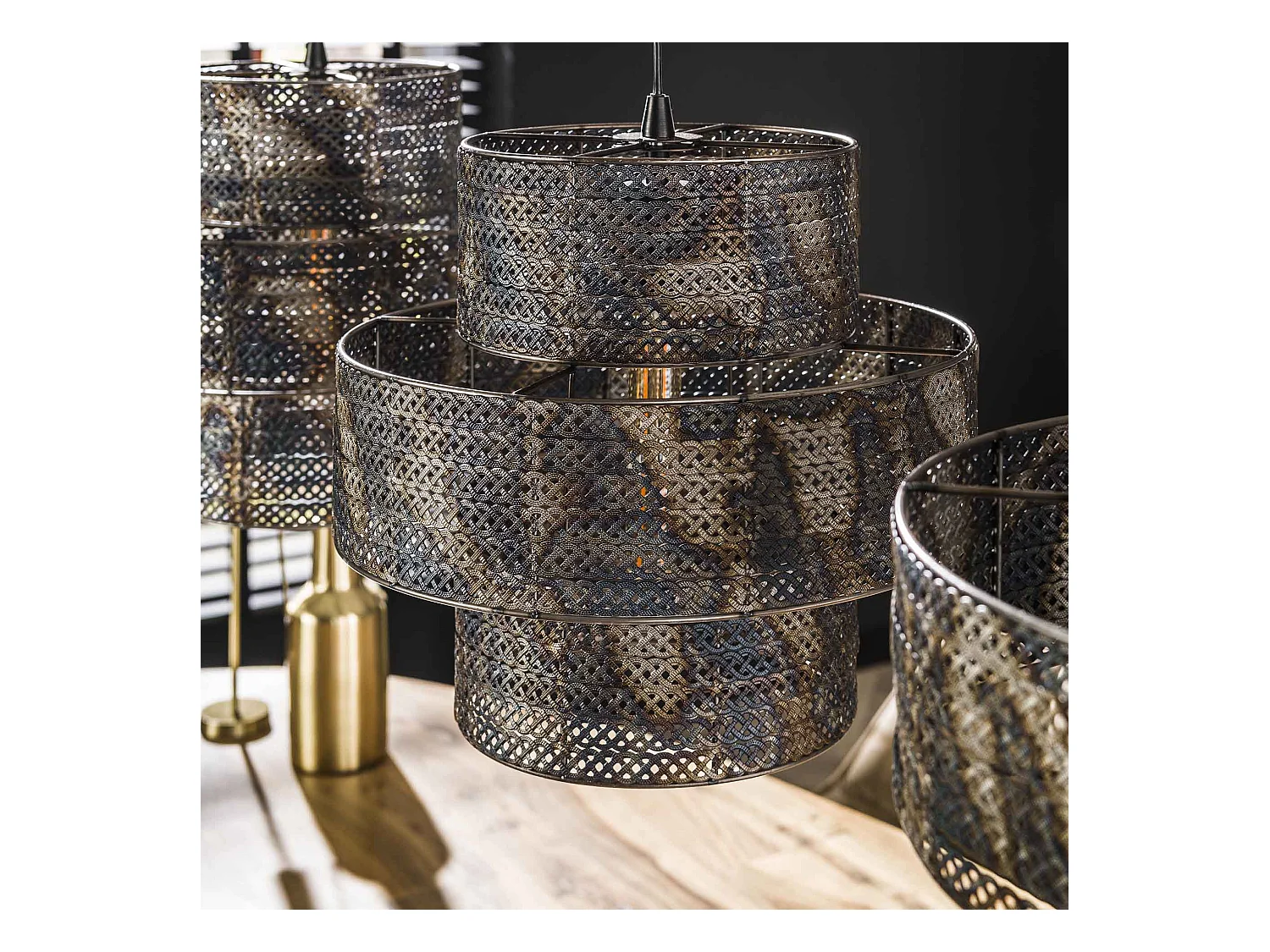 Suspension Lanterne 3L - Noir Marron