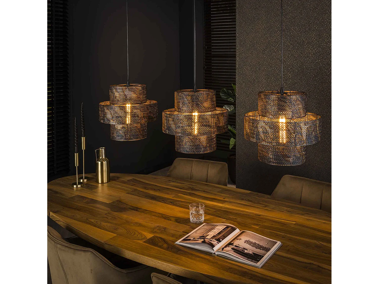 Suspension Lanterne 3L - Noir Marron