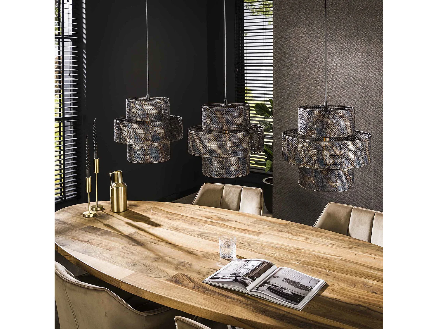 Suspension Lanterne 3L - Noir Marron