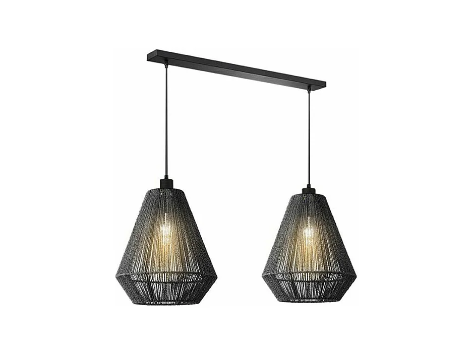 Hängelampe Ibiza Diamond - 2-flammig - 80x33x150cm - Schwarz