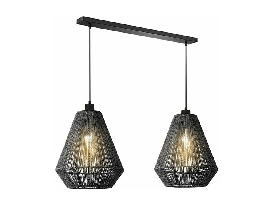 Suspension Ibiza Diamond - 2 lumières - 80 x 33 x 150 cm - Noir