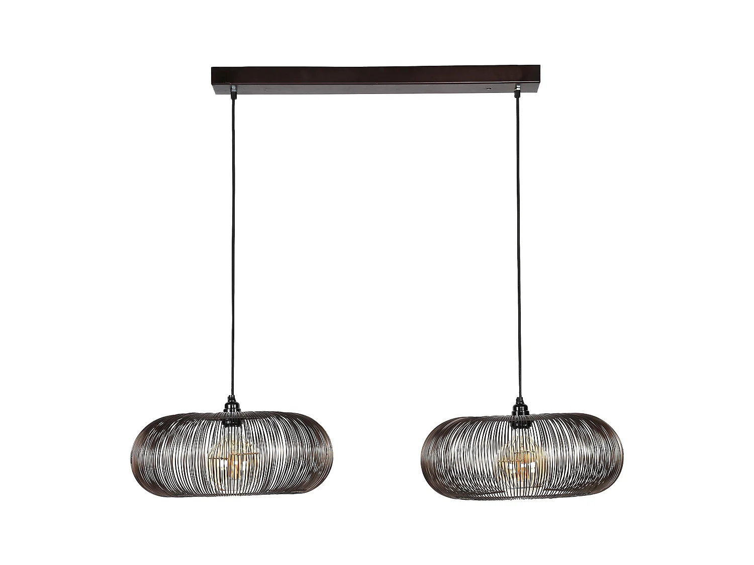 Suspension 2 lampes - Couleur cuivre - 150 cm - Forme disque Ø 43 cm