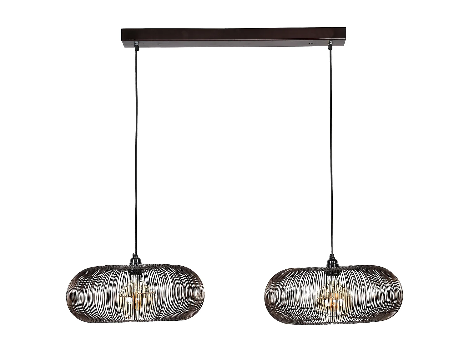 Hanglamp met 2 lampen - Koper kleurig - 150cm - Disk vorm Ø43
