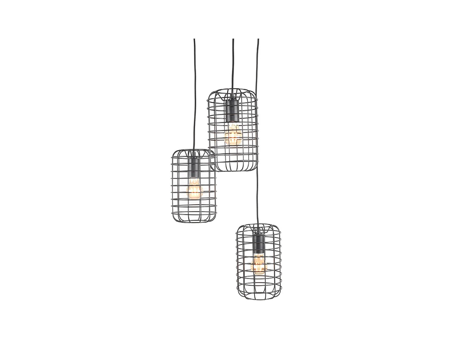 Hanglamp Solido - Zwart - Metaal - 3-Lichts