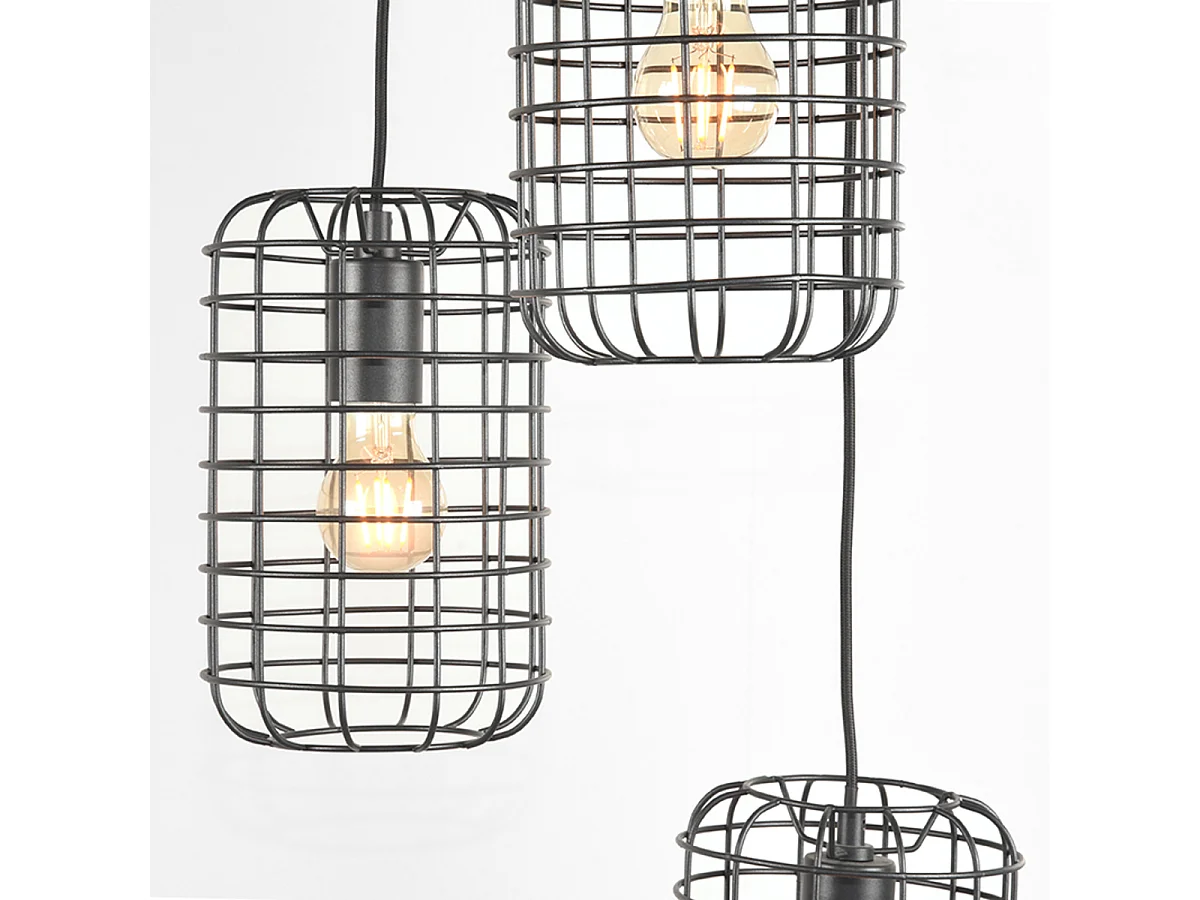 Suspension Solido - Noir - Métal - 3 lumières