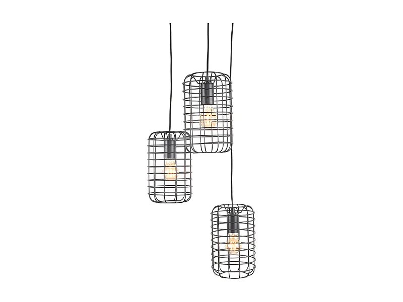 Suspension Solido - Noir - Métal - 3 lumières