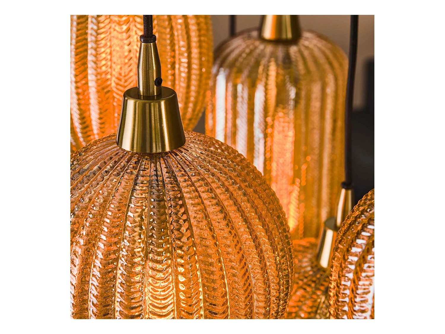 Suspension Pattern 4+3 Lampes - Verre