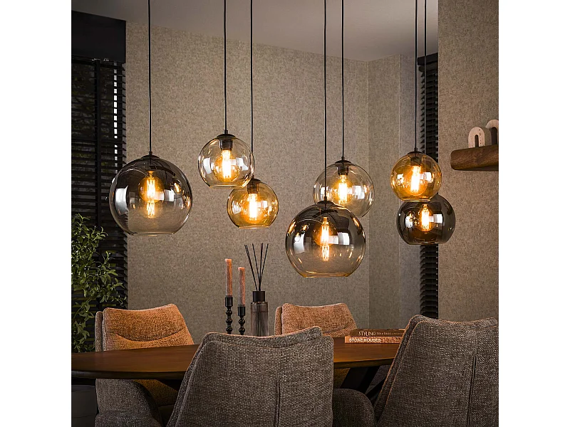 Suspension 4+3 Multi Globe XL - 7 points lumineux - Noir arctique