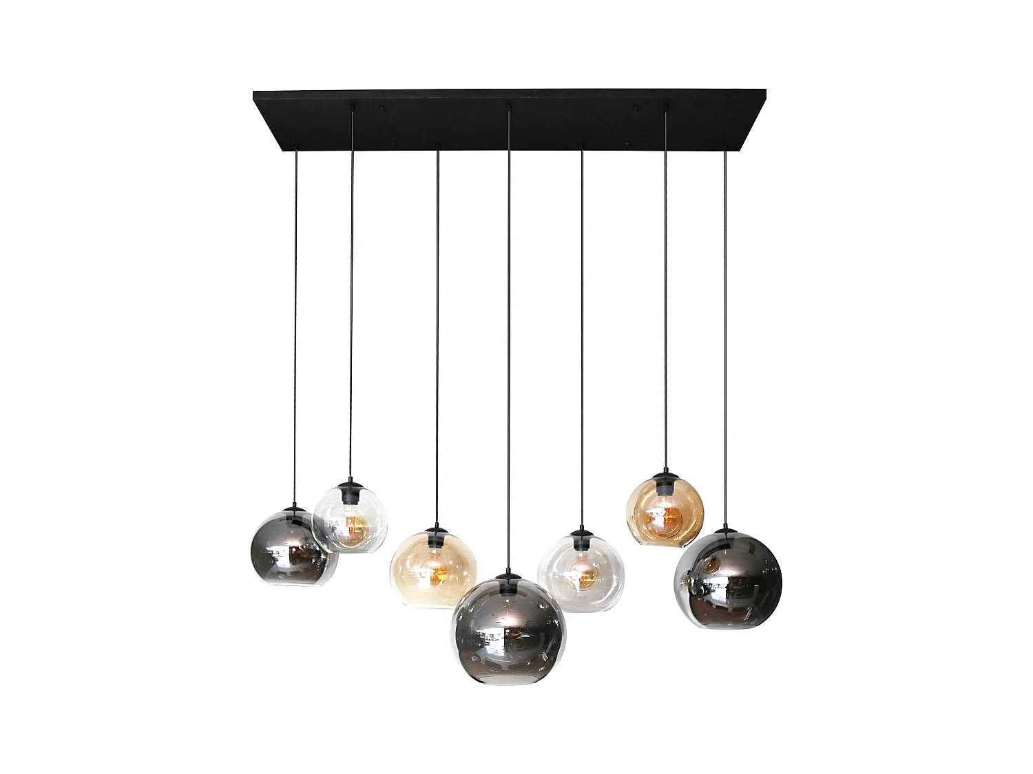 Suspension 4+3 Multi Globe XL - 7 points lumineux - Noir arctique