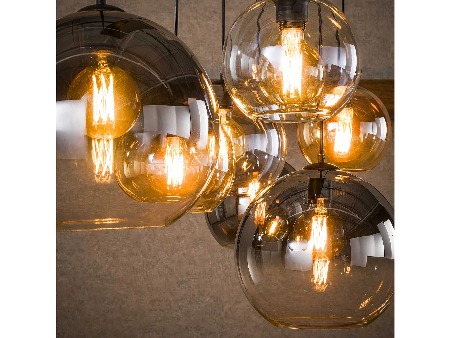 Hanglamp 4+3 Multi Globe XL - 7 Lichtpunten - Artic zwart