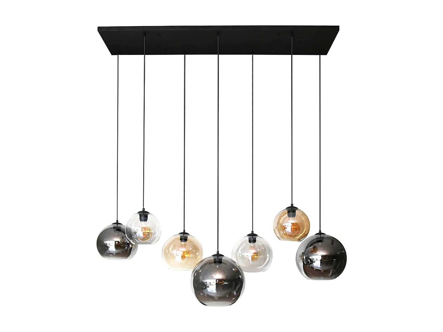 Hanglamp 4+3 Multi Globe XL - 7 Lichtpunten - Artic zwart