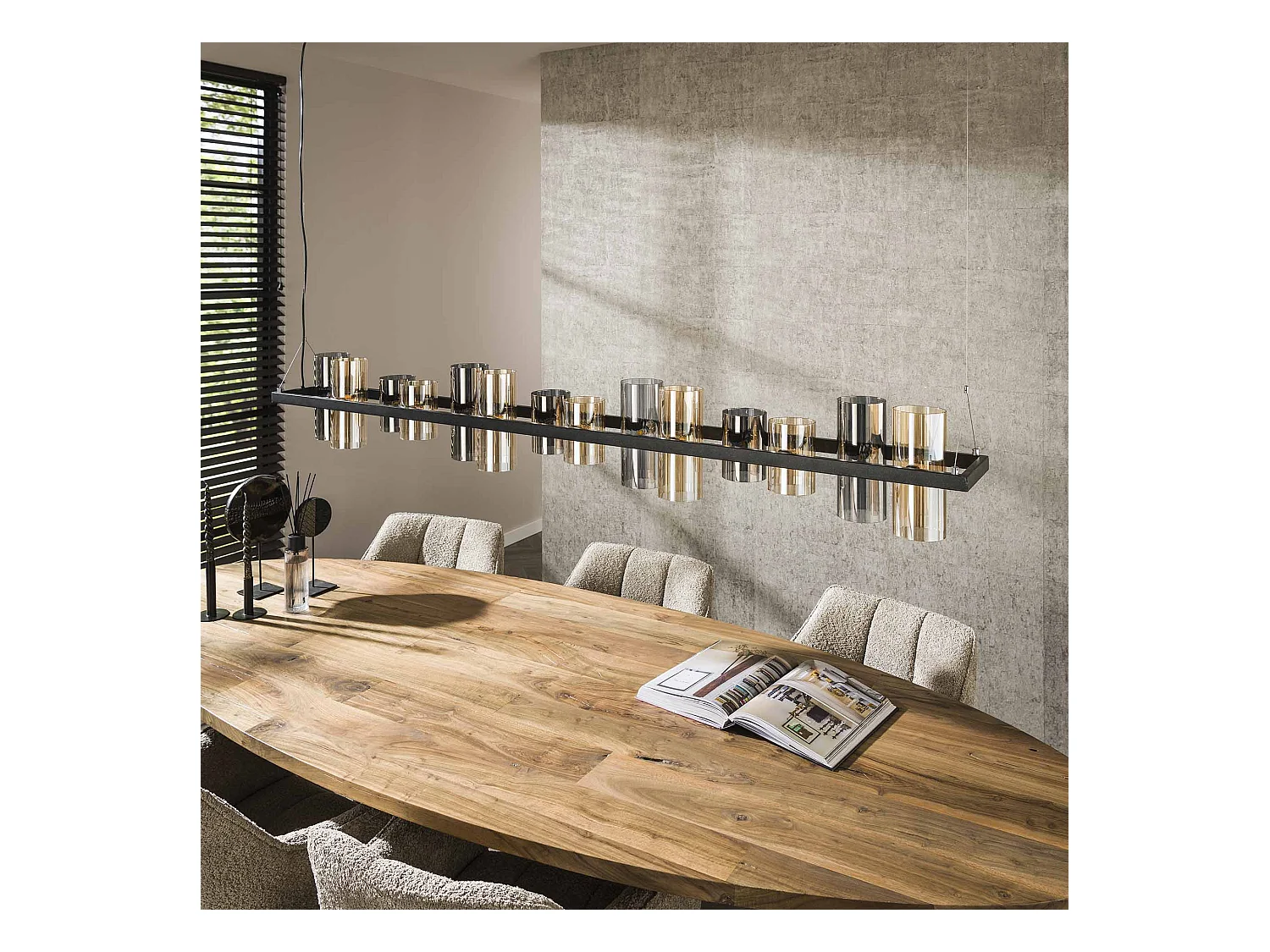 Suspension cylindrique 14 L en verre mixte (G9) - Noir arctique