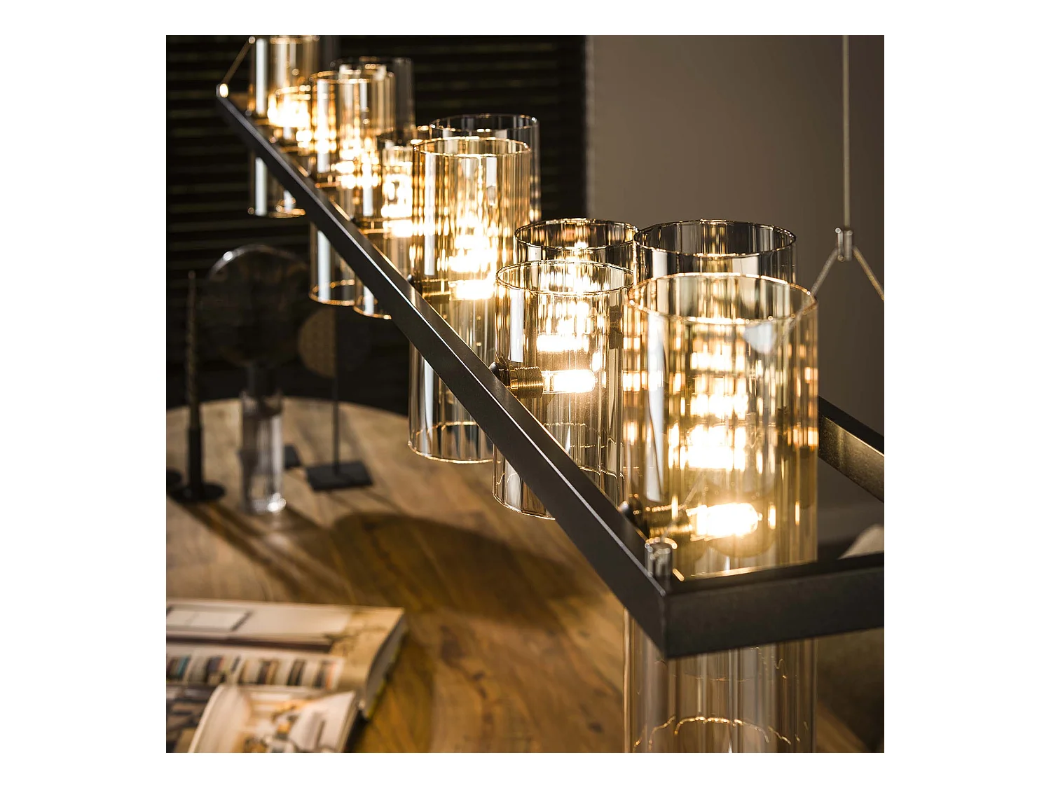 Suspension cylindrique 14 L en verre mixte (G9) - Noir arctique