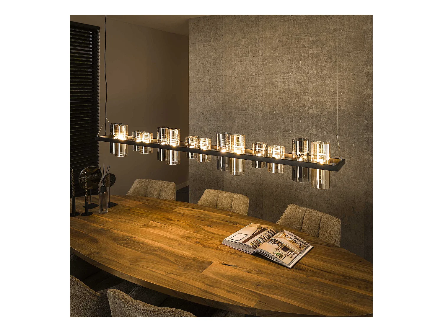 Suspension cylindrique 14 L en verre mixte (G9) - Noir arctique