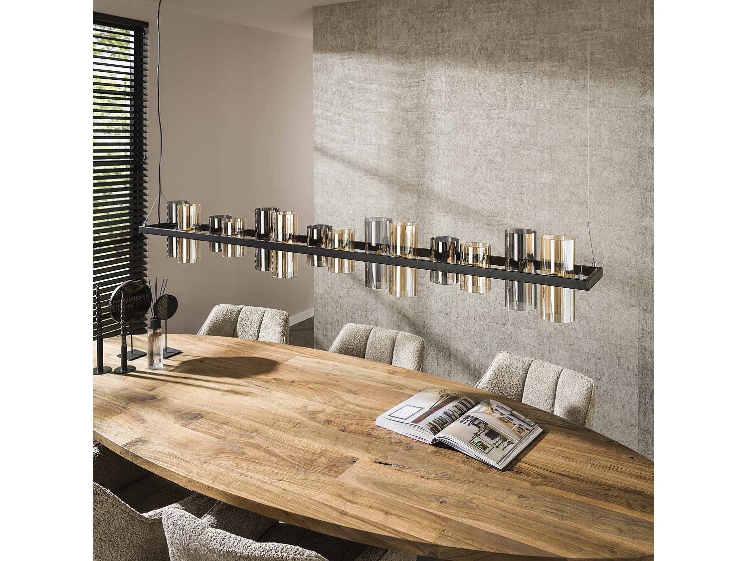 Suspension cylindrique 14 L en verre mixte (G9) - Noir arctique