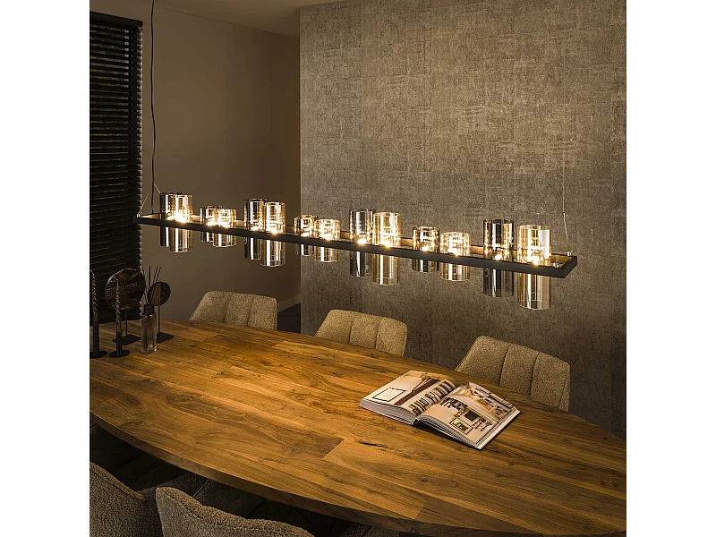 Suspension cylindrique 14 L en verre mixte (G9) - Noir arctique