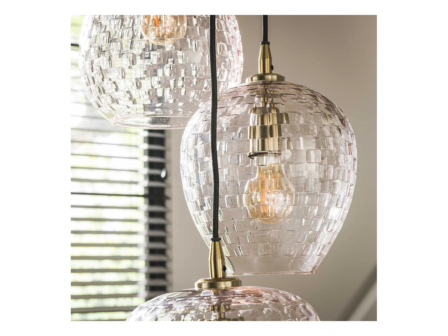 Suspension 5 L à motif patch et gradins - Verre diamanté