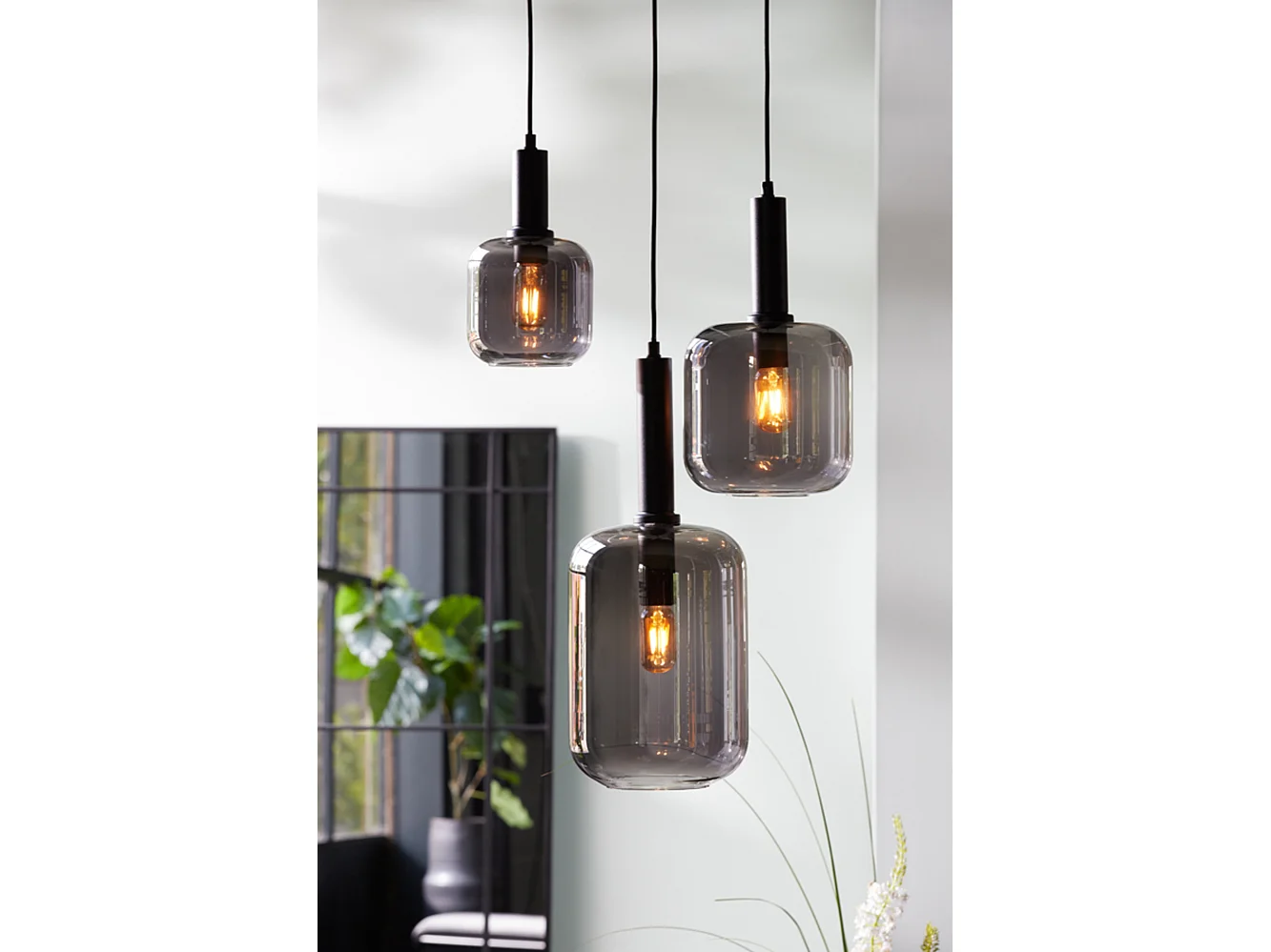 Lampe à suspension LEKAR - Ø21x37cm - Gris