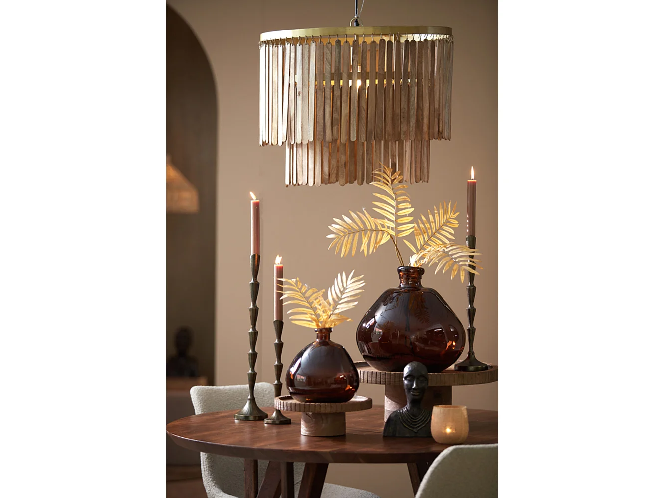 Suspension GULARO - Ø60x43cm - Marron