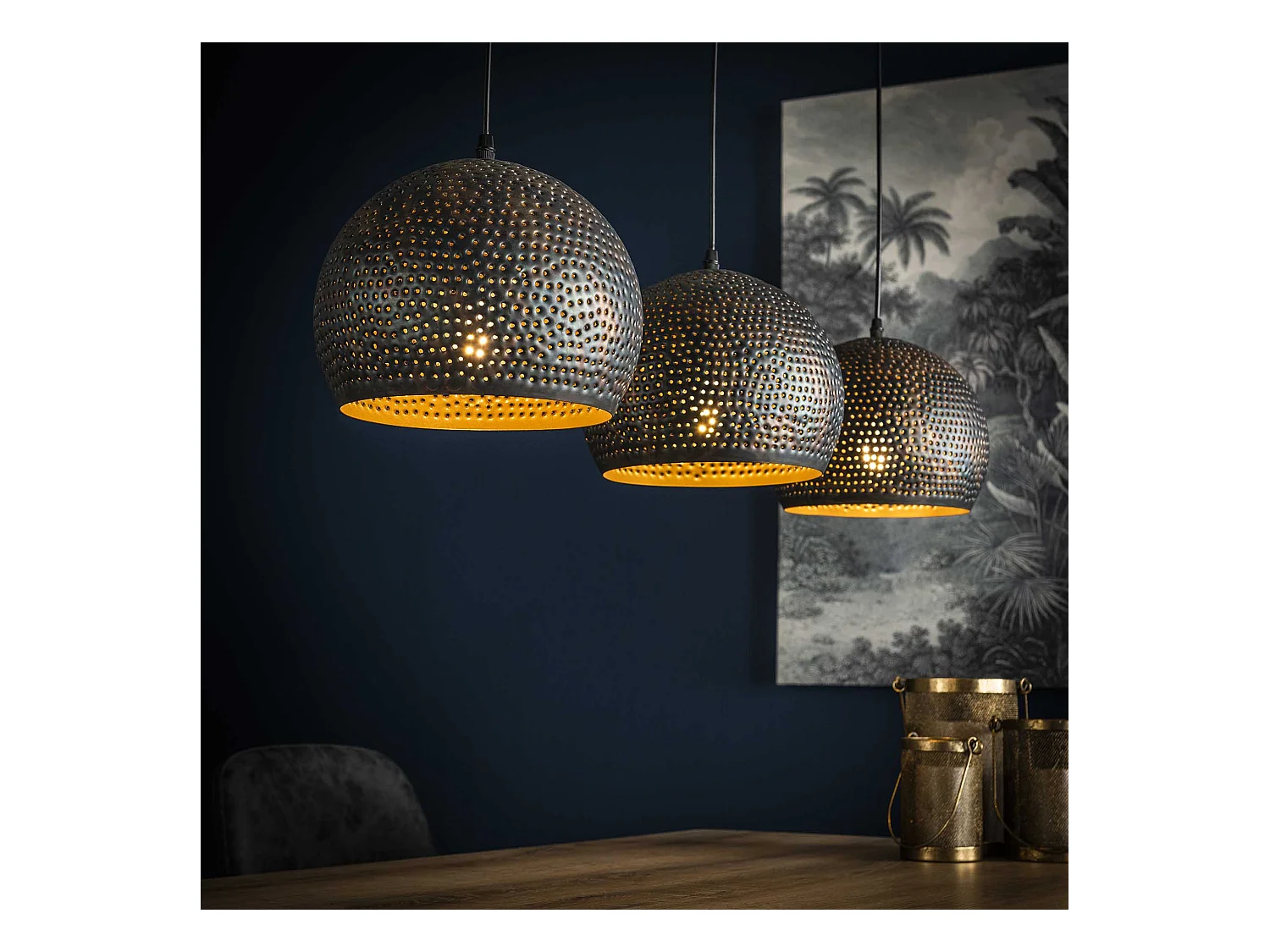 Lámpara colgante - 3xØ25 Lámparas colgantes semicirculares de metal - Transparente