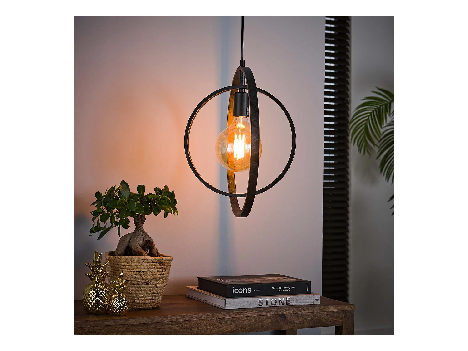 Suspension industrielle - 1 lampe - Tourner autour - Noir