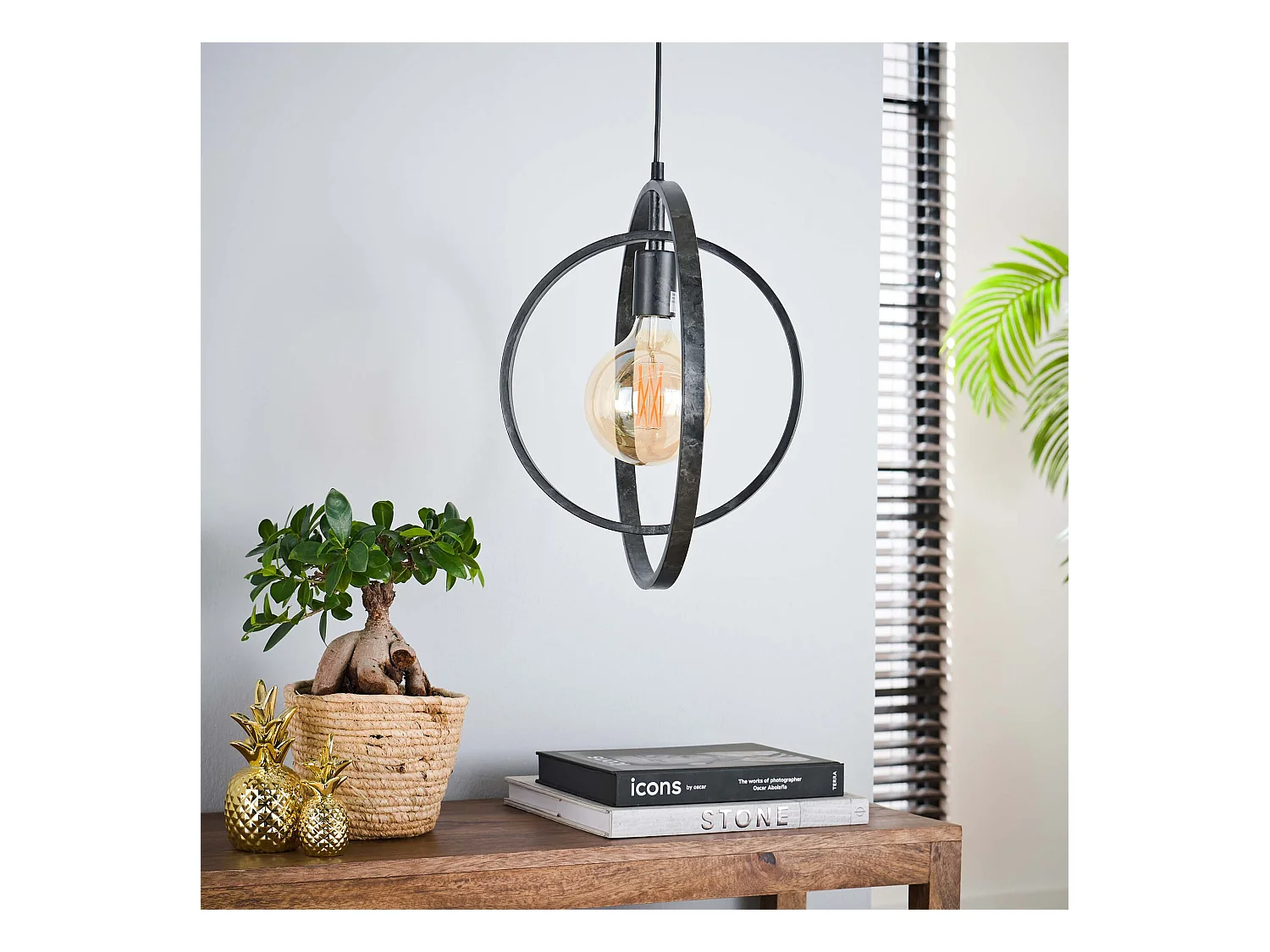 Suspension industrielle - 1 lampe - Tourner autour - Noir