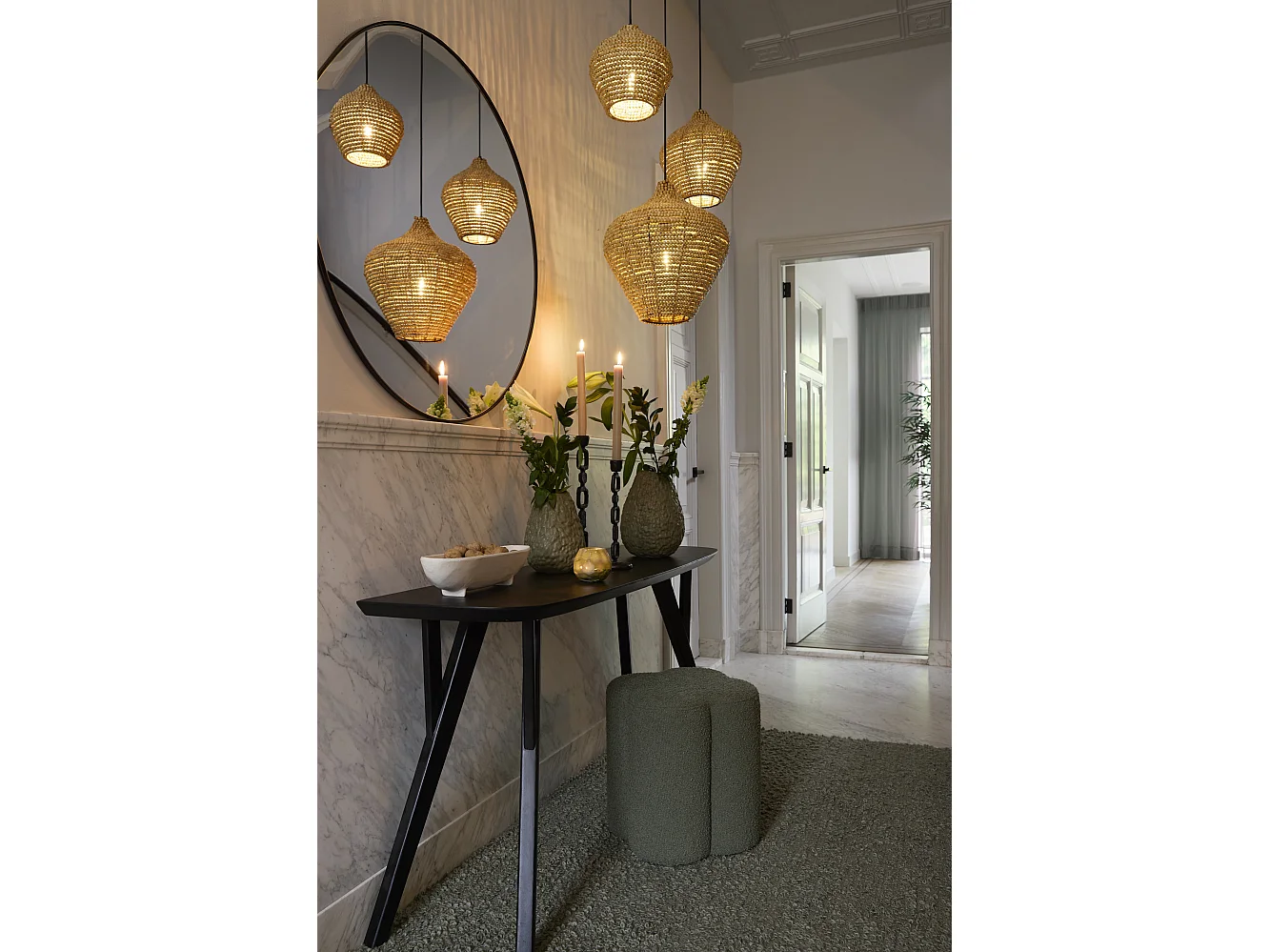 Suspension KALENGA - Ø36x41cm - Marron