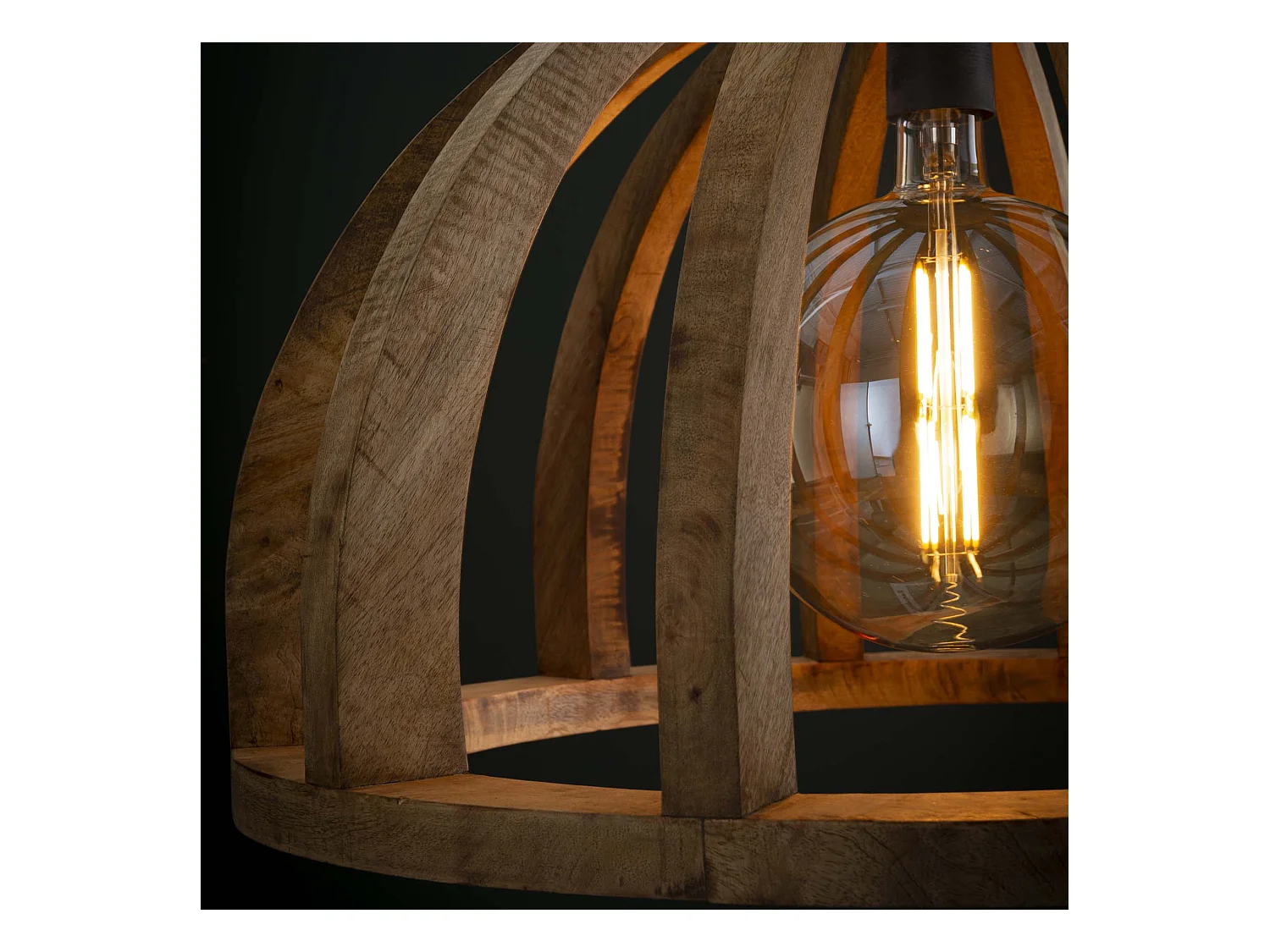 Pendelleuchte - Gebogene Holzstäbe Ø60 - Mango natur