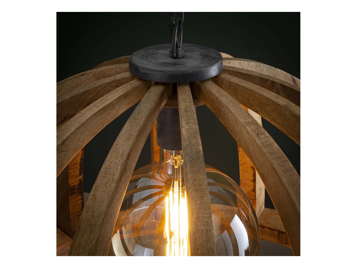 Pendelleuchte - Gebogene Holzstäbe Ø60 - Mango natur