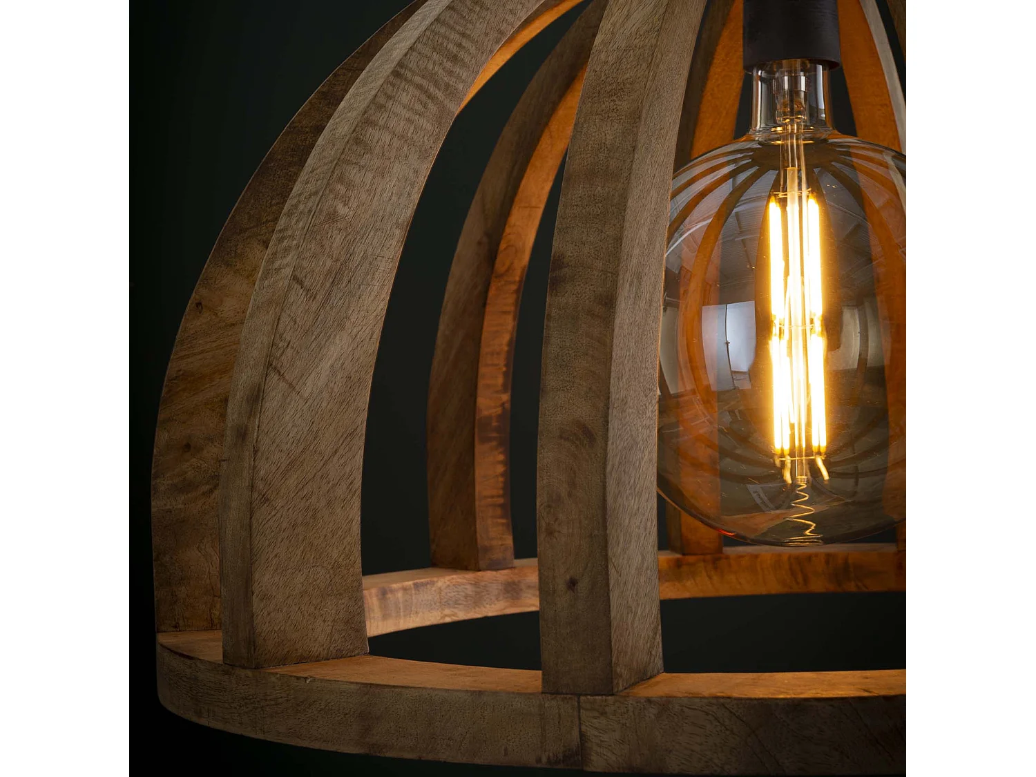 Suspension - Barres de bois courbées Ø60 - Manguier naturel