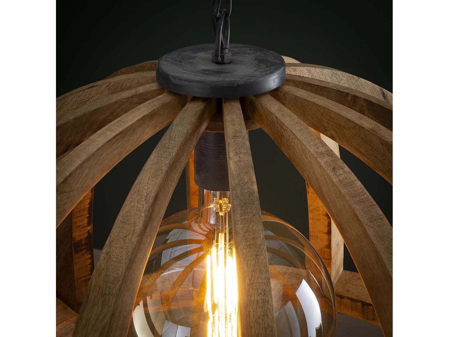 Suspension - Barres de bois courbées Ø60 - Manguier naturel