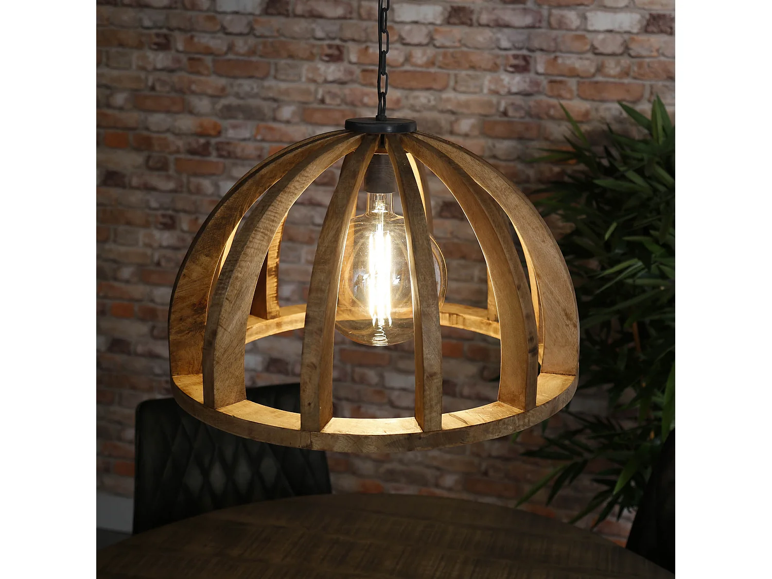 Suspension - Barres de bois courbées Ø60 - Manguier naturel