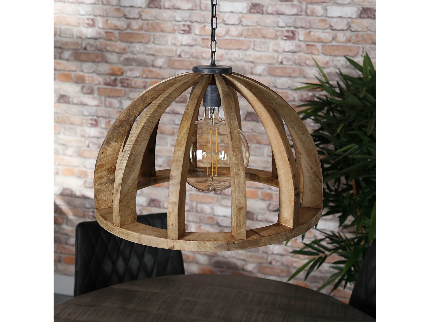 Suspension - Barres de bois courbées Ø60 - Manguier naturel