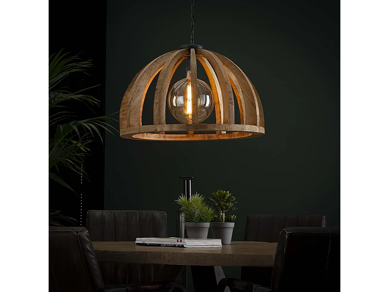Lámpara colgante - Barras de madera curvadas Ø60 - Mango natural
