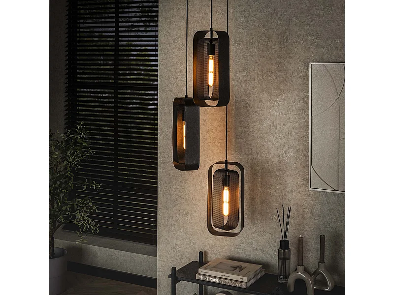Pendelleuchte 3L Mesh Rotate - Arctic Black